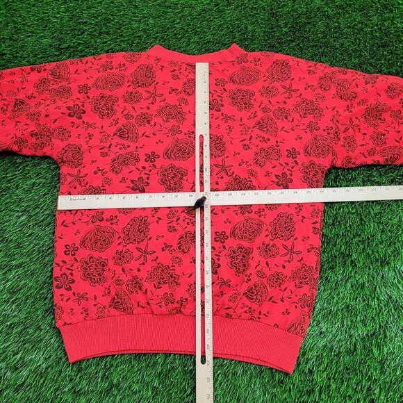 Vintage 80s Flower Roses Sweatshirt Womens Large 20x23 AOP - Picture 4 of 9